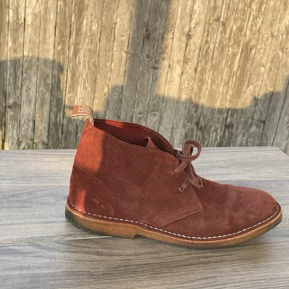 RM Williams Desert Chukka Boots Men 11 / AU 10 Red Suede Leather Lace‎ Australia